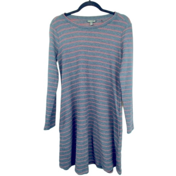 Toad&Co Dress Foothills Long Sleeve Waffle Knit Navy Red Organic Cotton Small - Picture 2 of 15